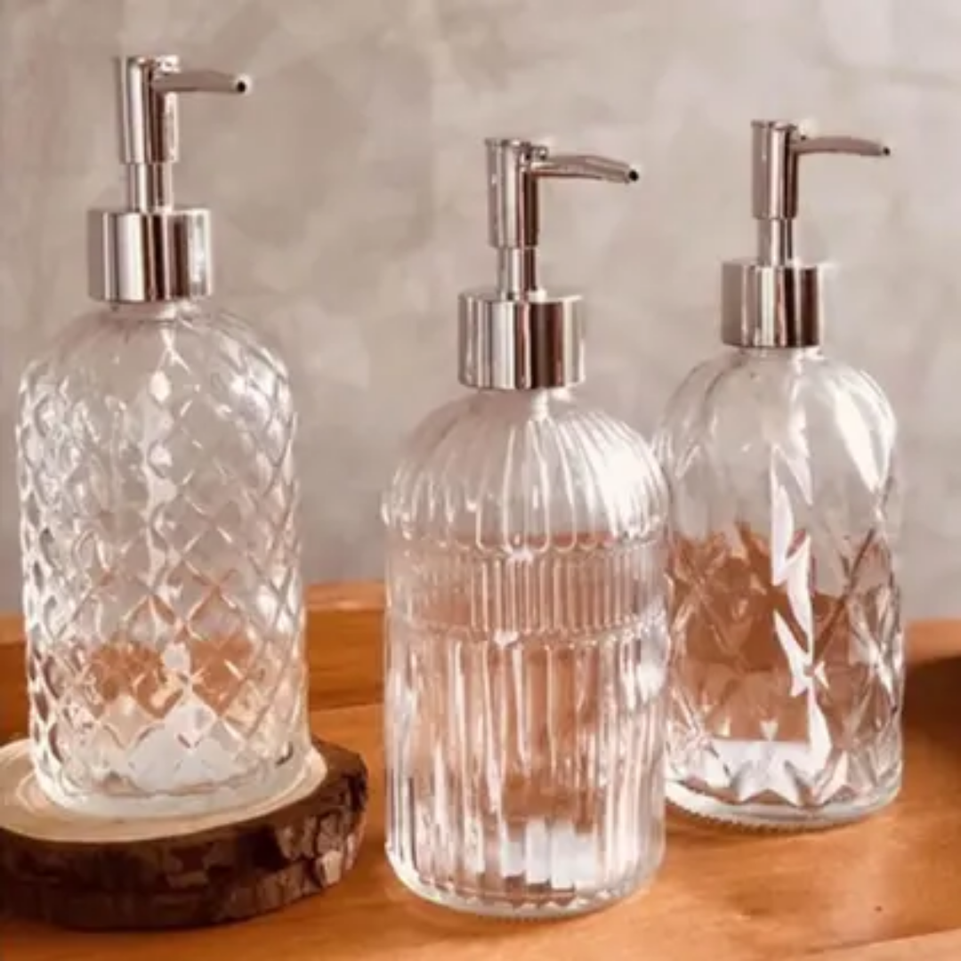 Dispensador De Vidrio Para Baño De 650 ml (Para Almacenar Jabón y/o Crema Corporal)