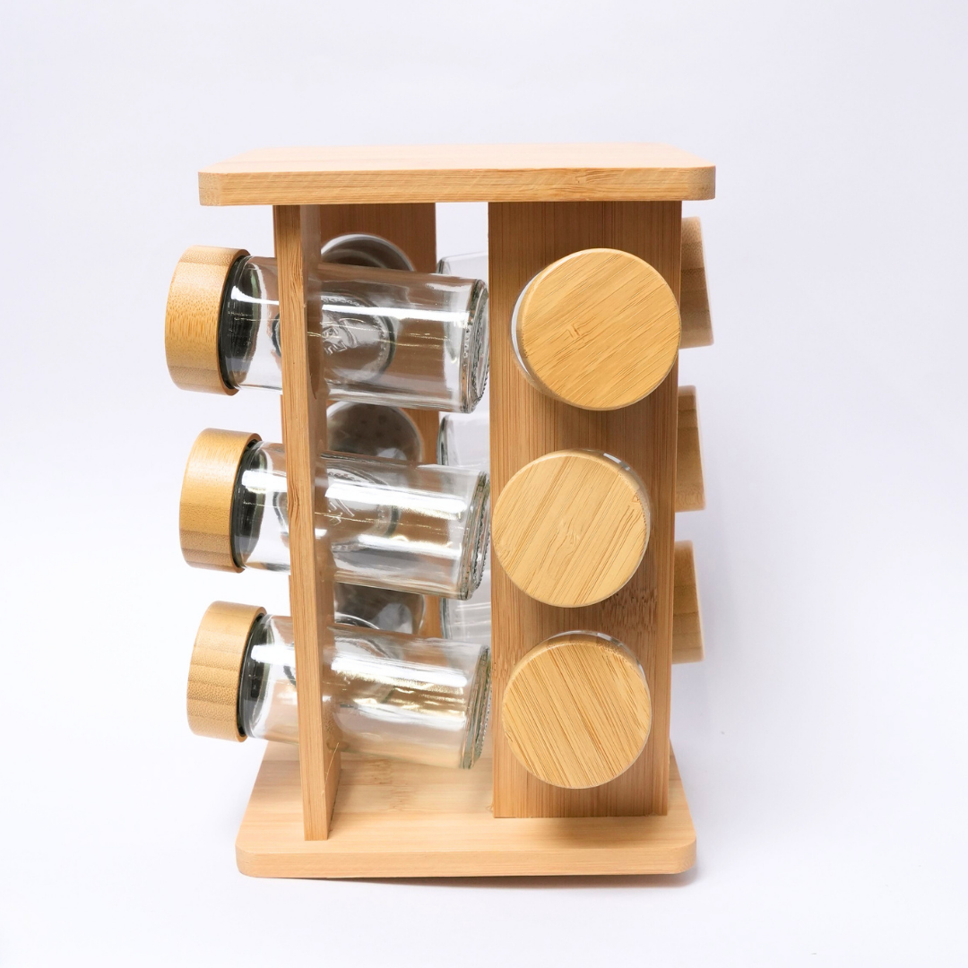 Condimentero de 12 frascos Giratorio de Madera