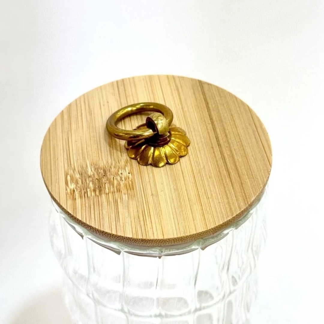 Set De 2 Frascos De Almacenamiento De Vidrio Elegantes Con Tapa De Bambú