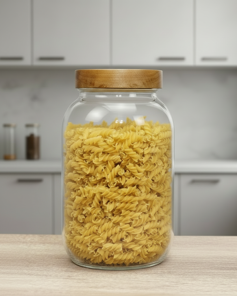 Tarro Hermético De Vidrio De 1.9 gramos Con Tapa De Madera De Acacia