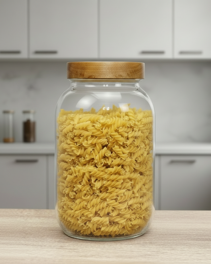 Tarro Hermético De Vidrio De 1.9 gramos Con Tapa De Madera De Acacia