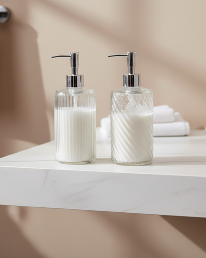 Dispensador De Vidrio Para Baño De 650 ml (Para Almacenar Jabón y/o Crema Corporal)