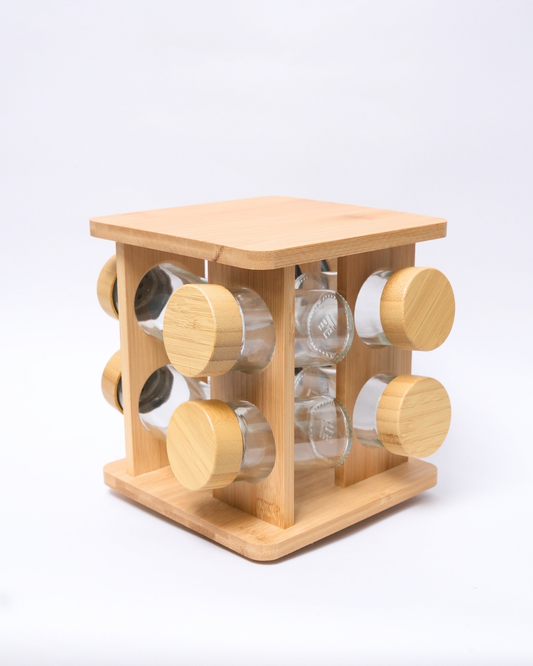 Condimentero de 8 frascos Giratorio de Madera