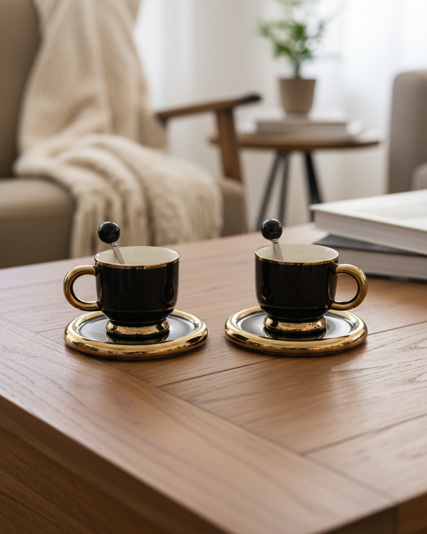 Set de 2 Tazas para café de Cerámica elegantes