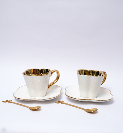Set de 2 Tazas para café de Cerámica Con Dorado