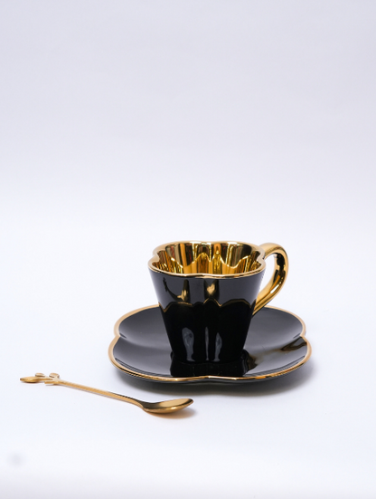 Set de 2 Tazas para café de Cerámica Con Dorado