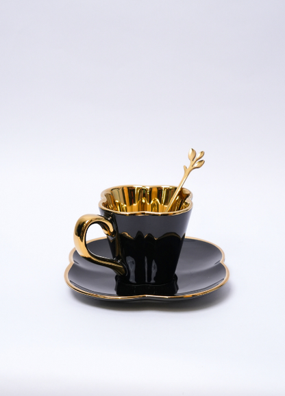 Set de 2 Tazas para café de Cerámica Con Dorado