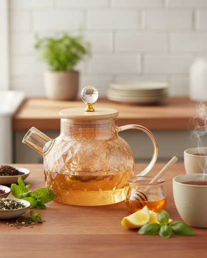 Tetera Elegante De Vidrio Borosilicato De 1 Litro