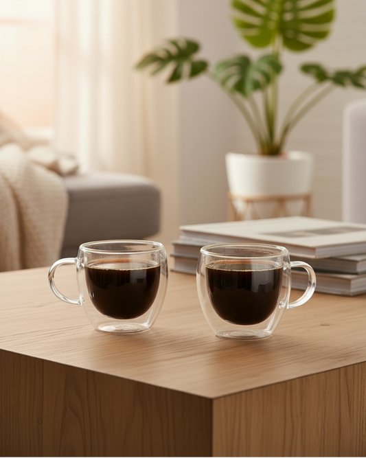 Set de 2 Pocillos de Vidrio Doble Pared 50ml