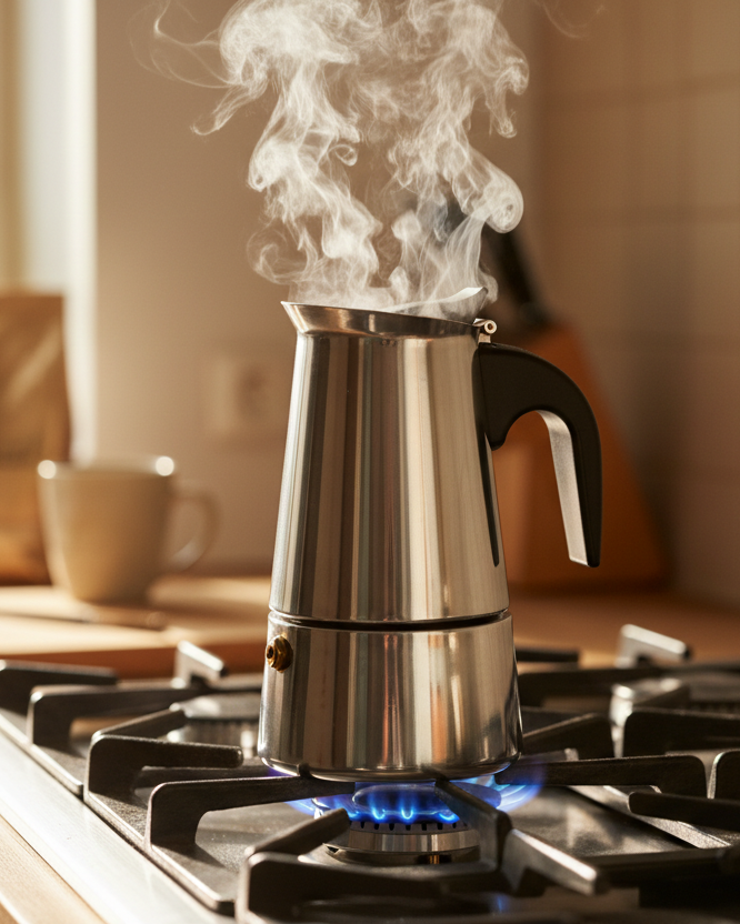 Cafetera Italiana Espresso 4 Tazas de Acero Inoxidable