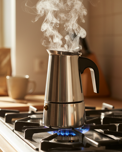 Cafetera Italiana Espresso 4 Tazas de Acero Inoxidable