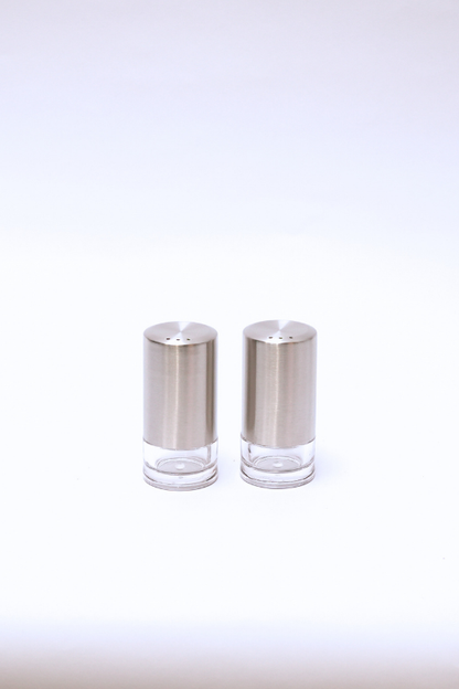 Set de Salero y Pimentero de Acero con Base de Acrílico