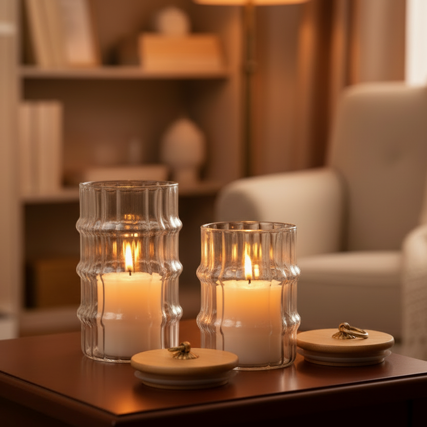 Set De 2 Frascos De Almacenamiento De Vidrio Elegantes Con Tapa De Bambú