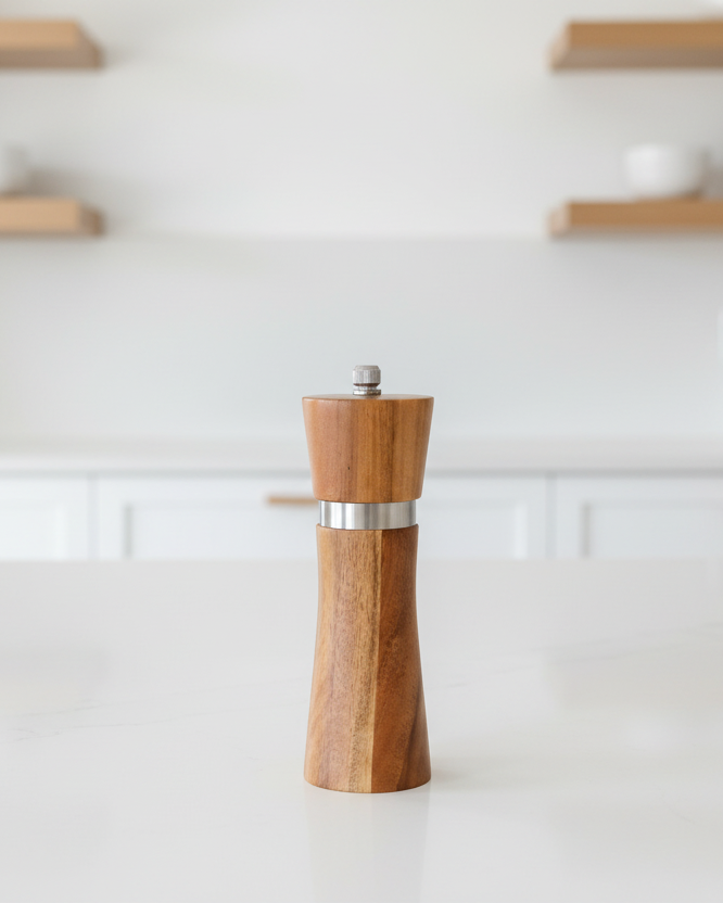 Molinillo Pequeño Para Sal y Pimienta De Madera De Acacia