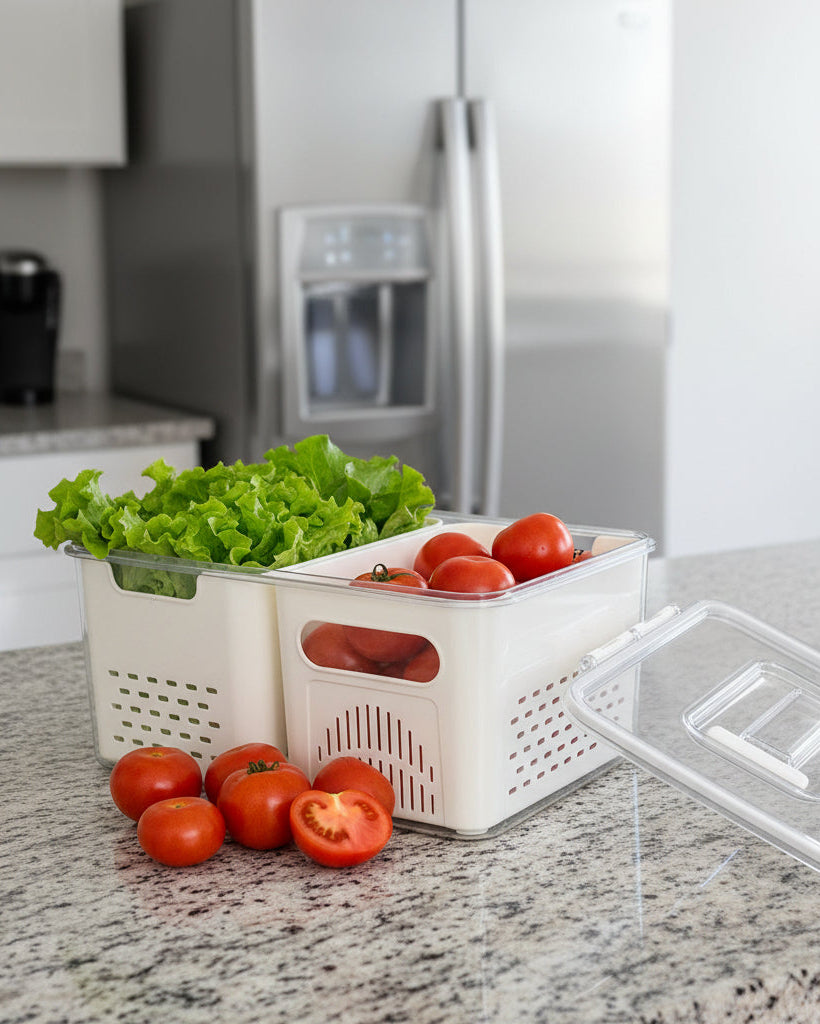 Organizador De Nevera Grande Con Contenedor Microperforado Interno