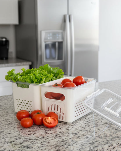 Organizador De Nevera Grande Con Contenedor Microperforado Interno