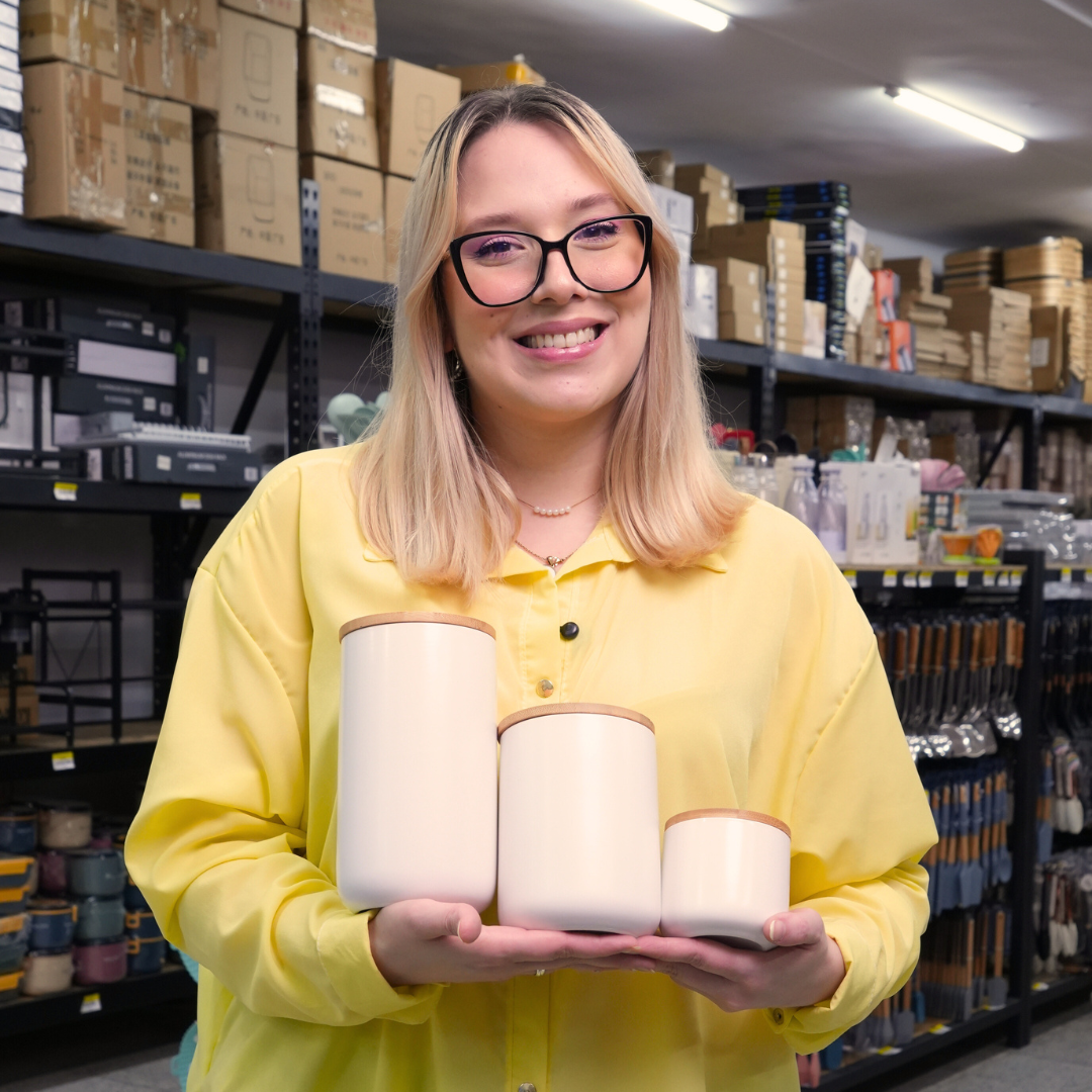 Kit De 3 Frascos Herméticos De Cerámica Con Tapa De Bambú